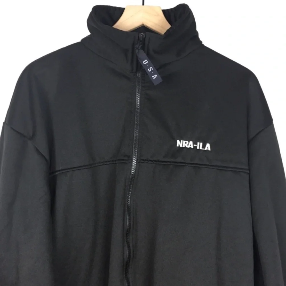 NRA Range Field Jacket ILA Full Zip USA Fleece Lined Solid Black Utility Size XL
